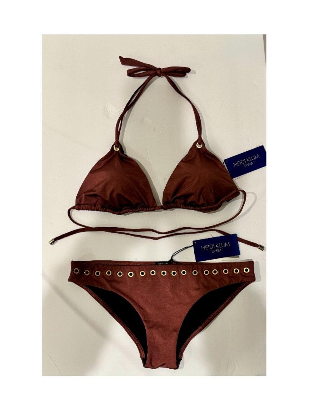 Heidi Klum Majestic Shimmer Brown Bikini Swim Suit NWT